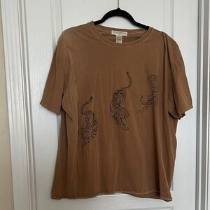 Urban Outfitters Brown Tiger Print Short Sleeve Tee